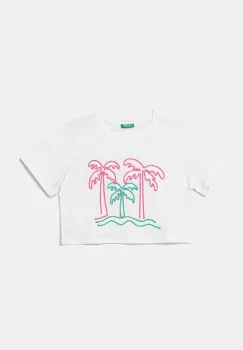 United Colors of Benetton tricou de bumbac pentru copii culoarea alb, 3SDLC10OX imagine