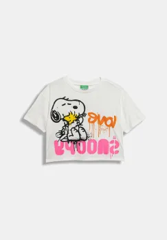 United Colors of Benetton tricou de bumbac pentru copii culoarea alb, 3X1SC10PT imagine