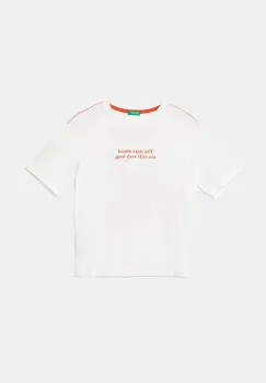 United Colors of Benetton tricou de bumbac pentru copii culoarea alb, cu imprimeu, 3I1XC10P4 imagine