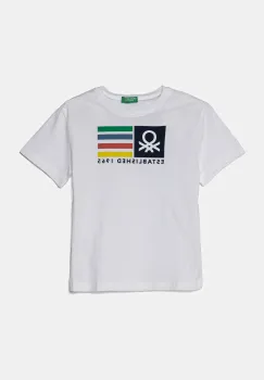 United Colors of Benetton tricou de bumbac pentru copii culoarea alb, cu imprimeu, 3I1XG10HT imagine