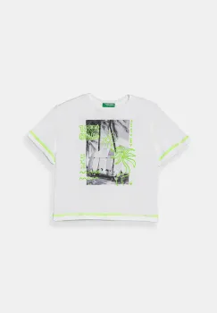 United Colors of Benetton tricou de bumbac pentru copii culoarea alb, cu imprimeu, 3I1XG10JG imagine