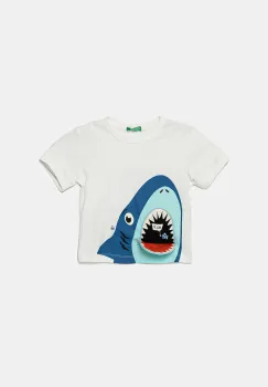 United Colors of Benetton tricou de bumbac pentru copii culoarea alb, cu imprimeu, 3I1XG10JL imagine