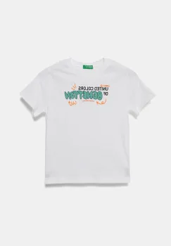 United Colors of Benetton tricou de bumbac pentru copii culoarea alb, cu imprimeu, 3I1XG10JO imagine