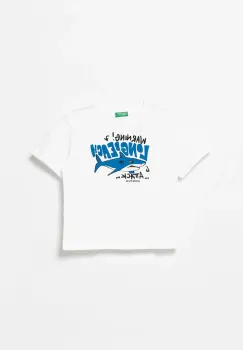 United Colors of Benetton tricou de bumbac pentru copii culoarea alb, cu imprimeu, 3JERG10JQ imagine