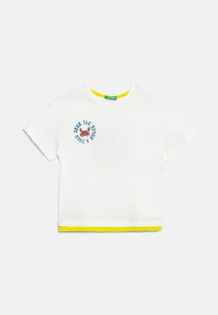 United Colors of Benetton tricou de bumbac pentru copii culoarea alb, cu imprimeu, 3SLUG10JF imagine
