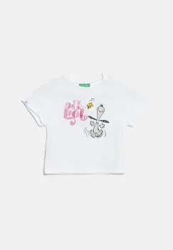 United Colors of Benetton tricou de bumbac pentru copii culoarea alb, cu imprimeu, 3X1SG10I9 imagine