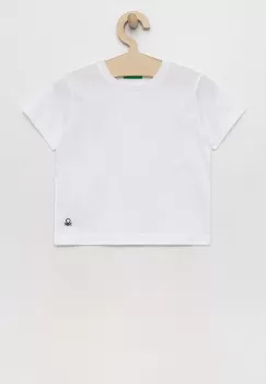 United Colors of Benetton tricou de bumbac pentru copii culoarea alb, neted imagine
