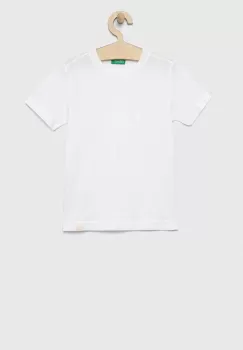 United Colors of Benetton tricou de bumbac pentru copii culoarea alb, neted imagine