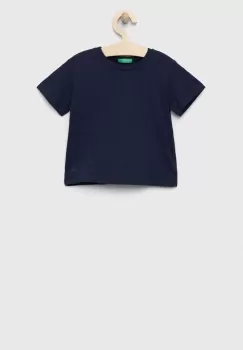 United Colors of Benetton tricou de bumbac pentru copii culoarea albastru marin, neted imagine