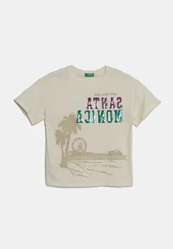 United Colors of Benetton tricou de bumbac pentru copii culoarea bej, 3I1XC10NY imagine
