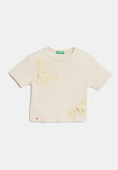 United Colors of Benetton tricou de bumbac pentru copii culoarea bej, 3I1XG10IK imagine