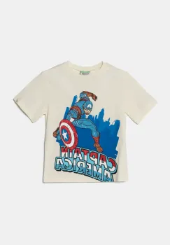 United Colors of Benetton tricou de bumbac pentru copii culoarea bej, cu imprimeu, 35RYG10I1 imagine