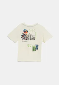 United Colors of Benetton tricou de bumbac pentru copii culoarea bej, cu imprimeu, 35RYG10I7 imagine