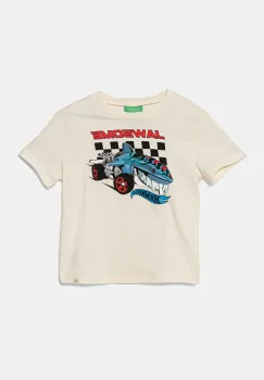 United Colors of Benetton tricou de bumbac pentru copii culoarea bej, cu imprimeu, 3I1XG10I3 imagine