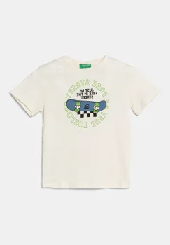 United Colors of Benetton tricou de bumbac pentru copii culoarea bej, cu imprimeu, 3I1XG10IJ imagine
