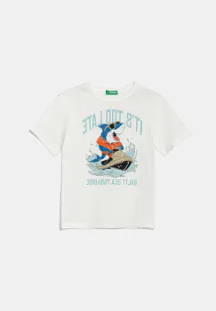 United Colors of Benetton tricou de bumbac pentru copii culoarea bej, cu imprimeu, 3I1XG10JM imagine