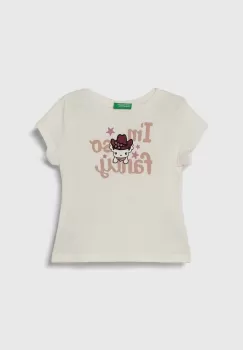 United Colors of Benetton tricou de bumbac pentru copii culoarea bej imagine