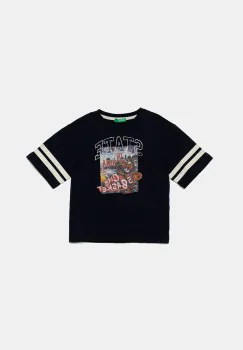 United Colors of Benetton tricou de bumbac pentru copii culoarea bleumarin, cu imprimeu, 3I1XG10IM imagine
