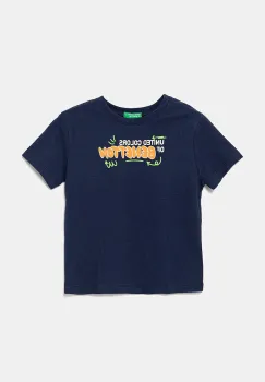 United Colors of Benetton tricou de bumbac pentru copii culoarea bleumarin, cu imprimeu, 3I1XG10JO imagine