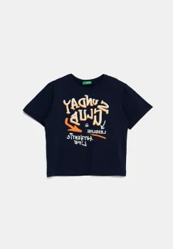 United Colors of Benetton tricou de bumbac pentru copii culoarea bleumarin, cu imprimeu, 3JERG10JQ imagine