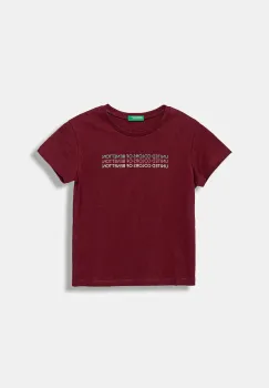 United Colors of Benetton tricou de bumbac pentru copii culoarea bordo, 3I1XC10Q1 imagine