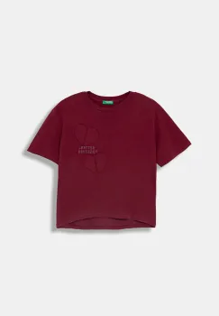 United Colors of Benetton tricou de bumbac pentru copii culoarea bordo, 3I1XC10QD imagine