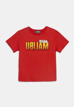 United Colors of Benetton tricou de bumbac pentru copii culoarea bordo, cu imprimeu, 3I1XG10IJ imagine