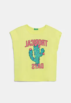 United Colors of Benetton tricou de bumbac pentru copii culoarea galben, 3I1XC10P0 imagine