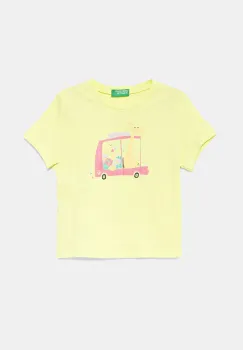 United Colors of Benetton tricou de bumbac pentru copii culoarea galben, 3I1XG10JJ imagine
