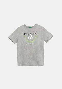 United Colors of Benetton tricou de bumbac pentru copii culoarea gri, cu imprimeu, 3I1XC10OO imagine
