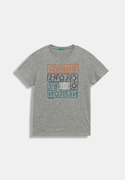 United Colors of Benetton tricou de bumbac pentru copii culoarea gri, cu imprimeu, 3I1XC10Q4 imagine