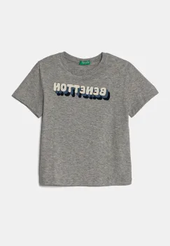 United Colors of Benetton tricou de bumbac pentru copii culoarea gri, cu imprimeu, 3I1XG10HT imagine