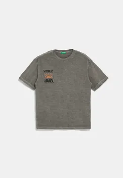 United Colors of Benetton tricou de bumbac pentru copii culoarea gri, cu imprimeu, 3PCMC10N7 imagine