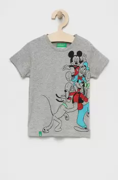 United Colors of Benetton tricou de bumbac pentru copii culoarea gri, cu imprimeu imagine