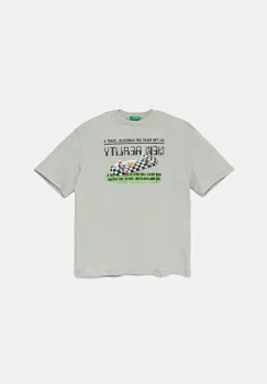 United Colors of Benetton tricou de bumbac pentru copii culoarea gri, neted, 35RYC10NC imagine