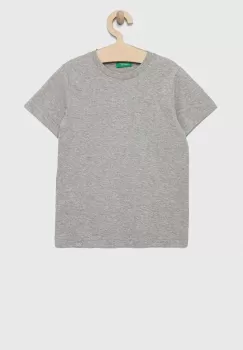 United Colors of Benetton tricou de bumbac pentru copii culoarea gri, neted imagine