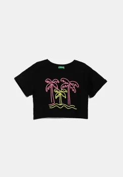 United Colors of Benetton tricou de bumbac pentru copii culoarea negru, 3SDLC10OX imagine