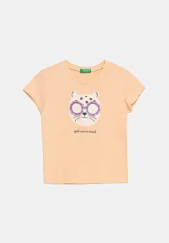 United Colors of Benetton tricou de bumbac pentru copii culoarea portocaliu, 3096G10J8 imagine