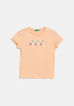 United Colors of Benetton tricou de bumbac pentru copii culoarea portocaliu, 3I1XC10MZ imagine