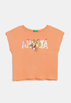 United Colors of Benetton tricou de bumbac pentru copii culoarea portocaliu, 3I1XC10P0 imagine