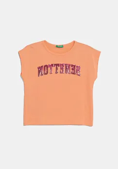 United Colors of Benetton tricou de bumbac pentru copii culoarea portocaliu, 3I1XC10P1 imagine