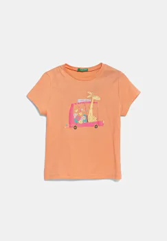 United Colors of Benetton tricou de bumbac pentru copii culoarea portocaliu, 3I1XG10JJ imagine
