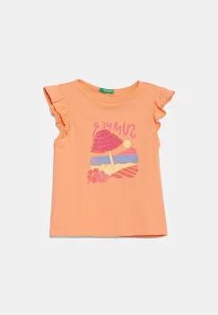 United Colors of Benetton tricou de bumbac pentru copii culoarea portocaliu, 3I1XG10JK imagine