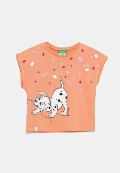 United Colors of Benetton tricou de bumbac pentru copii culoarea portocaliu, 3JERG10JC imagine