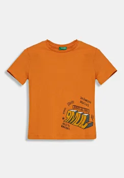 United Colors of Benetton tricou de bumbac pentru copii culoarea portocaliu, cu imprimeu, 3I1XG10IJ imagine