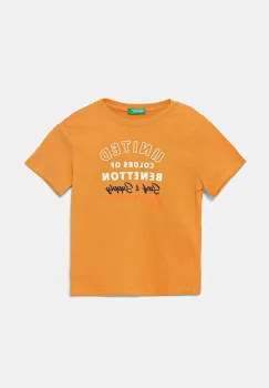 United Colors of Benetton tricou de bumbac pentru copii culoarea portocaliu, cu imprimeu, 3I1XG10JO imagine