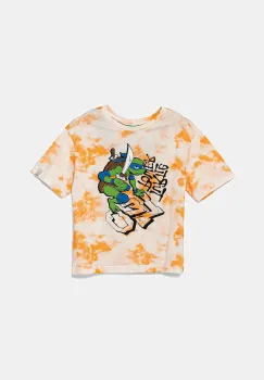 United Colors of Benetton tricou de bumbac pentru copii culoarea portocaliu, cu imprimeu, 3ORKC10P3 imagine
