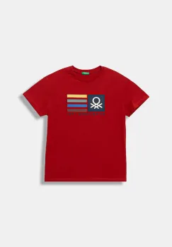 United Colors of Benetton tricou de bumbac pentru copii culoarea rosu, cu imprimeu, 3I1XC10Q4 imagine