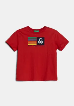 United Colors of Benetton tricou de bumbac pentru copii culoarea rosu, cu imprimeu, 3I1XG10HT imagine