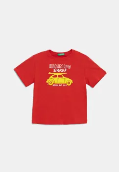 United Colors of Benetton tricou de bumbac pentru copii culoarea rosu, cu imprimeu, 3JERG10JQ imagine